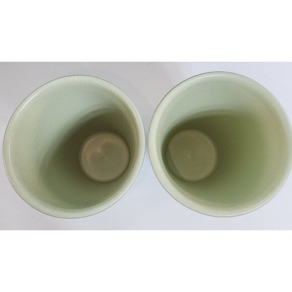 2 Forlife Green Ceramic Drinking Glasses Cups Sage Seafoam Stoneware Feel Look - Picture 5 of 6